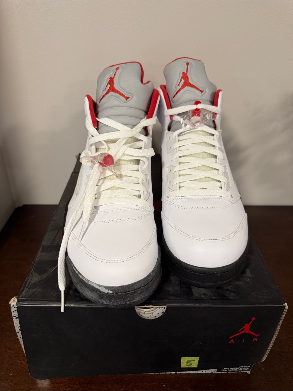 Nike White and Red Air Jordan Retro High-Top Sneakers